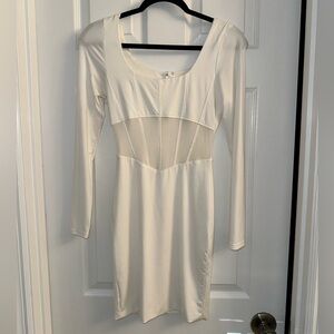 Princess polly size 4 white long sleeve dress mini